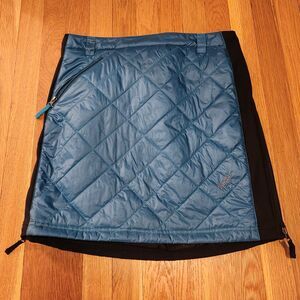 SKHOOP Quilted Insulated Mini Skirt, Deep Lake Blue, Winter Activewear Sz L